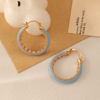 1 Pair Casual Simple Style Circle Copper Brass Enamel Plating Inlay Zircon 18k Gold Plated Hoop Earrings main image 5