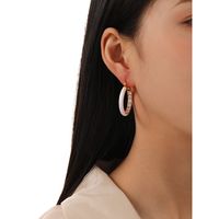 1 Pair Casual Simple Style Circle Copper Brass Enamel Plating Inlay Zircon 18k Gold Plated Hoop Earrings main image 2