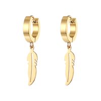1 Pair Classic Style Triangle Heart Shape Feather Stainless Steel Plating Drop Earrings main image 3