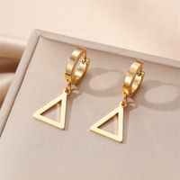 1 Pair Classic Style Triangle Heart Shape Feather Stainless Steel Plating Drop Earrings sku image 4