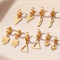 1 Pair Classic Style Triangle Heart Shape Feather Stainless Steel Plating Drop Earrings main image 1