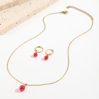 Stainless Steel Imitation Pearl 14K Gold Plated Simple Style Shiny Plating Round Earrings Necklace main image 6