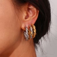 1 Pair Simple Style Classic Style C Shape Twist Plating Stainless Steel 18k Gold Plated Ear Studs main image 2