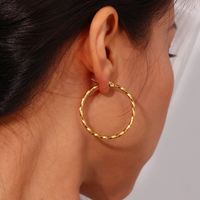 1 Pair Basic Vintage Style Classic Style Solid Color Plating Stainless Steel 18k Gold Plated Hoop Earrings main image 2