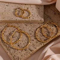 1 Pair Basic Vintage Style Classic Style Solid Color Plating Stainless Steel 18k Gold Plated Hoop Earrings main image 3