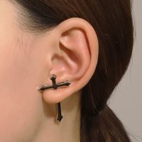 1 Piece Gothic Punk Cross Plating Alloy 14k Gold Plated Ear Studs main image 1