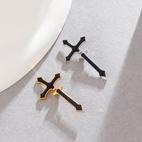 1 Piece Gothic Punk Cross Plating Alloy 14k Gold Plated Ear Studs main image 5