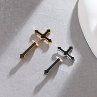 1 Piece Gothic Punk Cross Plating Alloy 14k Gold Plated Ear Studs main image 4