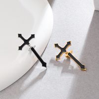 1 Piece Gothic Punk Cross Plating Alloy 14k Gold Plated Ear Studs main image 3