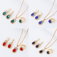 Bridal Shiny Water Droplets Alloy Plating Inlay Rhinestones 14k Gold Plated Women's Rings Earrings Necklace main image 5