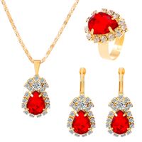 Bridal Shiny Water Droplets Alloy Plating Inlay Rhinestones 14k Gold Plated Women's Rings Earrings Necklace sku image 7