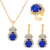 Bridal Shiny Water Droplets Alloy Plating Inlay Rhinestones 14k Gold Plated Women's Rings Earrings Necklace sku image 4