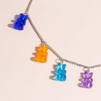 Wholesale Jewelry Ins Style Little Bear Alloy Resin Necklace main image 5