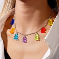 Wholesale Jewelry Ins Style Little Bear Alloy Resin Necklace main image 1