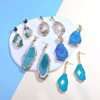 1 Pair Ethnic Style Irregular Natural Stone Patchwork Drop Earrings main image 1
