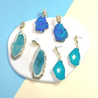 1 Pair Ethnic Style Irregular Natural Stone Patchwork Drop Earrings main image 3