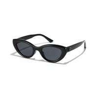 Retro Solid Color Ac Cat Eye Full Frame Men's Sunglasses sku image 1