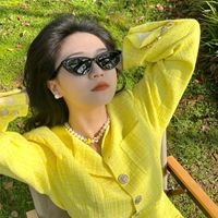 Ins Style Streetwear Solid Color Ac Cat Eye Full Frame Women's Sunglasses main image 6