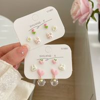 Cute Sweet Rabbit Heart Shape Flower Alloy Spray Paint Plating Women's Ear Studs main image 6