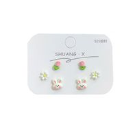 Cute Sweet Rabbit Heart Shape Flower Alloy Spray Paint Plating Women's Ear Studs main image 2