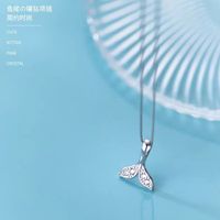 Elegant Simple Style Fish Tail Sterling Silver Plating Inlay Zircon Pendant Necklace main image 5