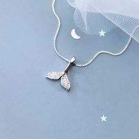 Elegant Simple Style Fish Tail Sterling Silver Plating Inlay Zircon Pendant Necklace main image 6