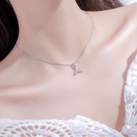 Elegant Simple Style Fish Tail Sterling Silver Plating Inlay Zircon Pendant Necklace main image 2