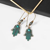 1 Pair Bohemian Water Droplets Tassel Alloy Inlay Turquoise Women's Drop Earrings sku image 7