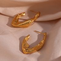 1 Pair Vintage Style Simple Style Classic Style Irregular Stainless Steel Plating 18k Gold Plated Hoop Earrings main image 4