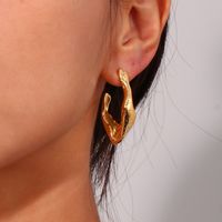 1 Pair Vintage Style Simple Style Classic Style Irregular Stainless Steel Plating 18k Gold Plated Hoop Earrings main image 2
