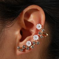 Sucré Fleur Alliage Incruster Strass Femmes Clips D'oreille main image 6