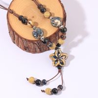 Wholesale Jewelry Retro Plaid Flower Rope Ceramics Long Necklace main image 5