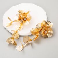 1 Paar Elegant Süss Blume Überzug Inlay Legierung Metall Strasssteine Vergoldet Tropfenohrringe main image 5