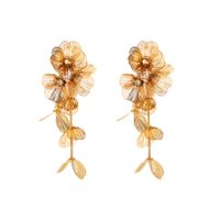 1 Pair Elegant Sweet Flower Plating Inlay Alloy Metal Rhinestones Gold Plated Drop Earrings main image 2