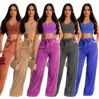Women's Streetwear Solid Color Polyester Patchwork Pants Sets main image 1