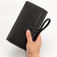 Men's Solid Color Pu Leather Zipper Buckle Wallets main image 6