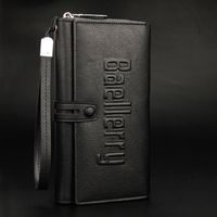 Men's Solid Color Pu Leather Zipper Buckle Wallets sku image 1