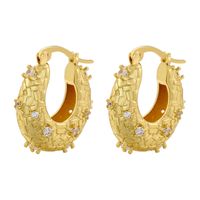 1 Pair Elegant Glam Oval Brass Plating Inlay Zircon 18k Gold Plated Earrings sku image 1