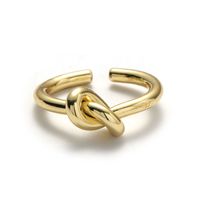 Ins Style Simple Style Solid Color Knot Copper Plating 18k Gold Plated Open Ring main image 7