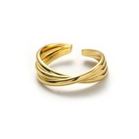 Ins Style Simple Style Solid Color Knot Copper Plating 18k Gold Plated Open Ring main image 4