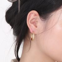 1 Pair Casual Simple Style Solid Color Plating Titanium Steel 18K Gold Plated Hoop Earrings main image 6