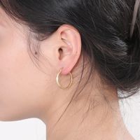 1 Pair Casual Simple Style Solid Color Plating Titanium Steel 18K Gold Plated Hoop Earrings main image 3