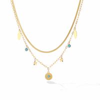 304 Stainless Steel 18K Gold Plated Modern Style Layered Plating Inlay Devil'S Eye Turquoise Pendant Necklace main image 2