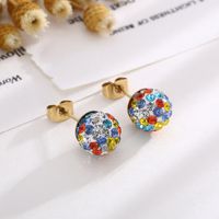1 Pair Casual Shiny Ball Plating Inlay Stainless Steel Rhinestones 18K Gold Plated Ear Studs main image 7