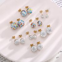 1 Pair Casual Shiny Ball Plating Inlay Stainless Steel Rhinestones 18K Gold Plated Ear Studs main image 1