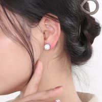 1 Pair Casual Shiny Ball Plating Inlay Stainless Steel Rhinestones 18K Gold Plated Ear Studs main image 2