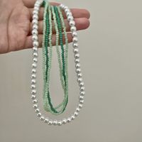Wholesale Jewelry Sweet Color Block Artificial Pearl Layered Necklaces main image 5