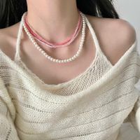 Wholesale Jewelry Sweet Color Block Artificial Pearl Layered Necklaces main image 6