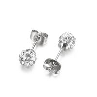 1 Pair Casual Shiny Ball Plating Inlay Stainless Steel Rhinestones 18K Gold Plated Ear Studs sku image 1