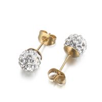 1 Pair Casual Shiny Ball Plating Inlay Stainless Steel Rhinestones 18K Gold Plated Ear Studs sku image 5